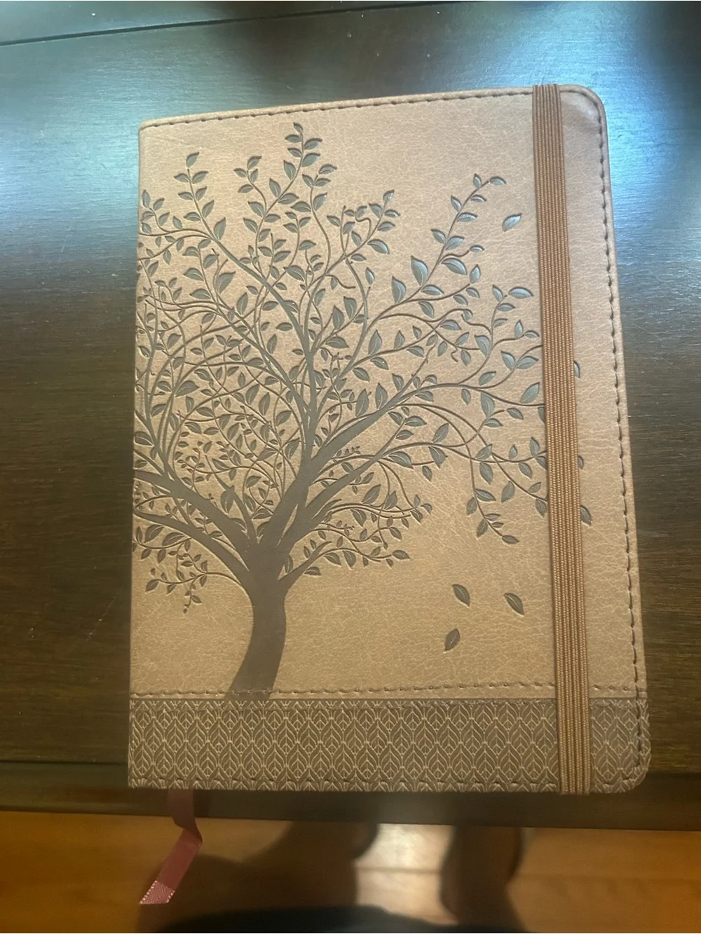 Brown Tree-Embossed Journal with Elastic Closure - Home Office